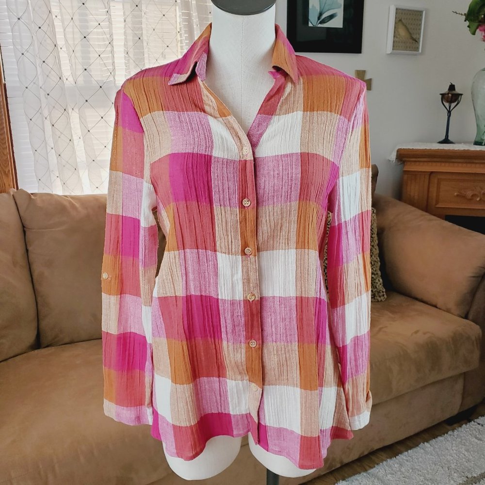 Baciano Cotton Linen Blend Blouse Size S New